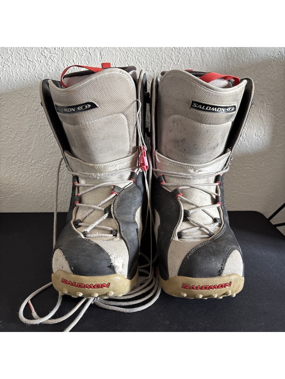 Salomon Snowboard Boots Mens Grey White Red Lace Up Snowboarding Boots Size 13